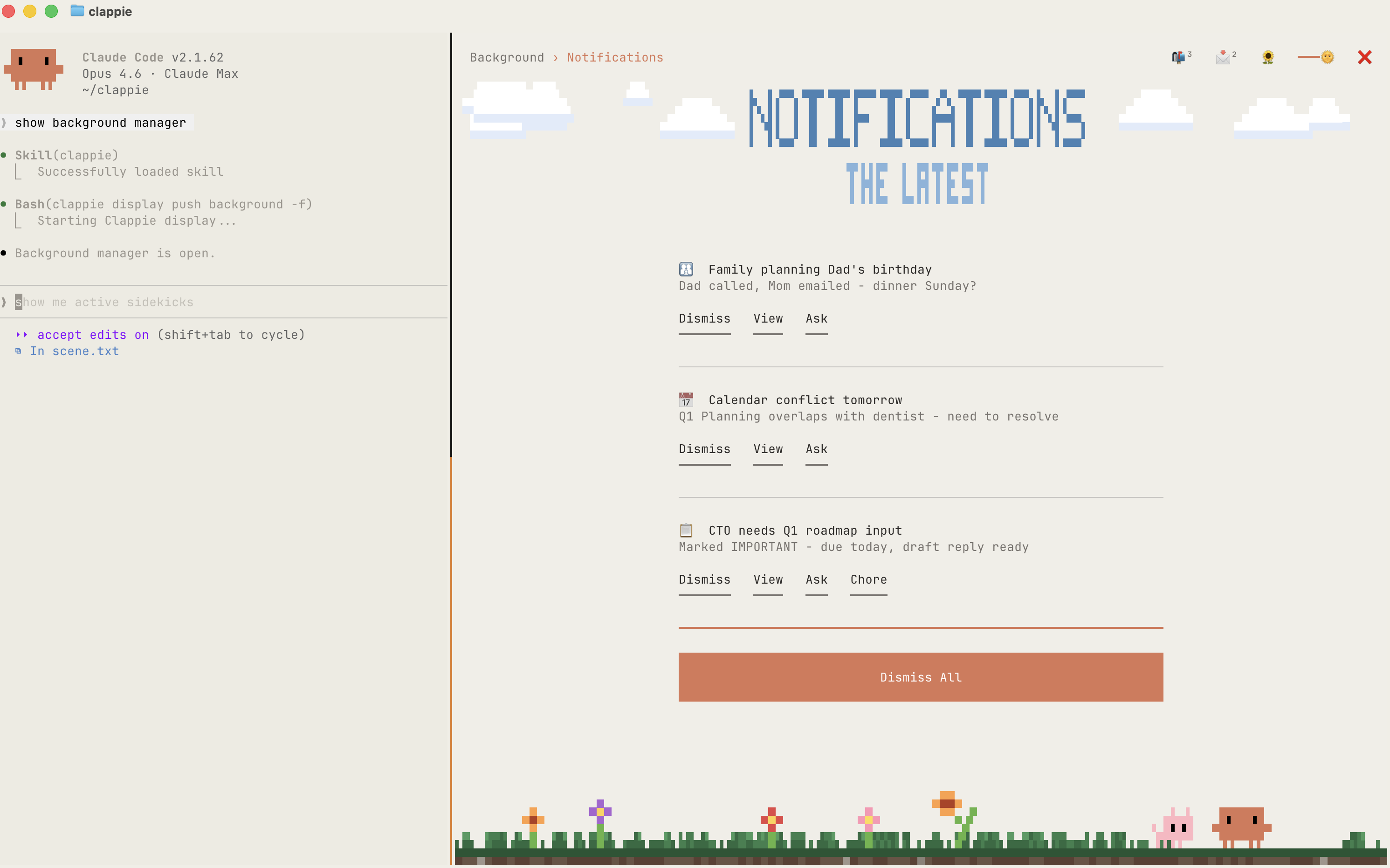 Notifications display